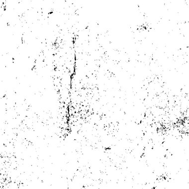 Grunge üst üste biniyor. Soyut siyah-beyaz vektör arkaplanı. Çatlak, leke ve noktalarda kirli desenli tek renkli klasik yüzey. Karanlık korku tarzında eski bir duvar.
