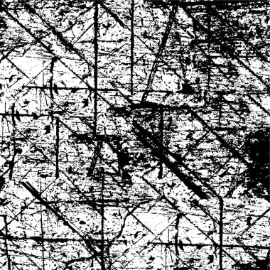 Grunge üst üste biniyor. Soyut siyah-beyaz vektör arkaplanı. Çatlak, leke ve noktalarda kirli desenli tek renkli klasik yüzey. Karanlık korku tarzında eski bir duvar.