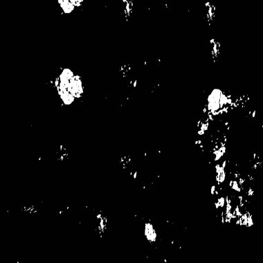 Grunge üst üste biniyor. Soyut siyah-beyaz vektör arkaplanı. Çatlak, leke ve noktalarda kirli desenli tek renkli klasik yüzey. Karanlık korku tarzında eski bir duvar.