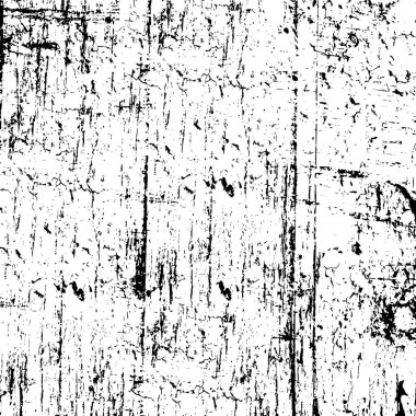 Grunge üst üste biniyor. Soyut siyah-beyaz vektör arkaplanı. Çatlak, leke ve noktalarda kirli desenli tek renkli klasik yüzey. Karanlık korku tarzında eski bir duvar.