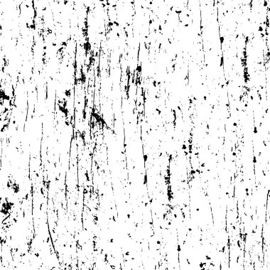 Grunge üst üste biniyor. Soyut siyah-beyaz vektör arkaplanı. Çatlak, leke ve noktalarda kirli desenli tek renkli klasik yüzey. Karanlık korku tarzında eski bir duvar.