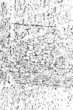 Grunge üst üste biniyor. Soyut siyah-beyaz vektör arkaplanı. Çatlak, leke ve noktalarda kirli desenli tek renkli klasik yüzey. Karanlık korku tarzında eski bir duvar.