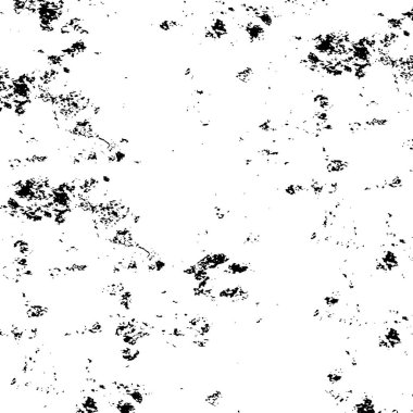 Grunge üst üste biniyor. Soyut siyah-beyaz vektör arkaplanı. Çatlak, leke ve noktalarda kirli desenli tek renkli klasik yüzey. Karanlık korku tarzında eski bir duvar.