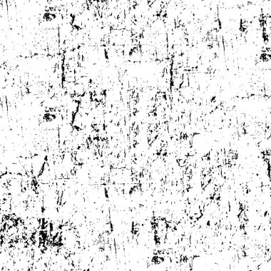 Grunge üst üste biniyor. Soyut siyah-beyaz vektör arkaplanı. Çatlak, leke ve noktalarda kirli desenli tek renkli klasik yüzey. Karanlık korku tarzında eski bir duvar.