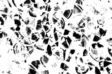 Grunge üst üste biniyor. Soyut siyah-beyaz vektör arkaplanı. Çatlak, leke ve noktalarda kirli desenli tek renkli klasik yüzey. Karanlık korku tarzında eski bir duvar.