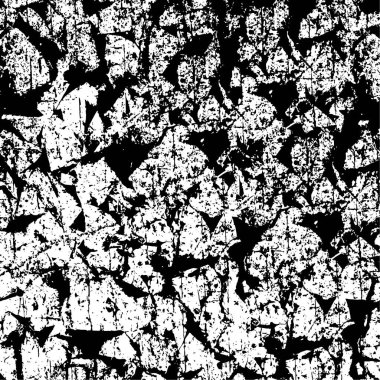 Grunge üst üste biniyor. Soyut siyah-beyaz vektör arkaplanı. Çatlak, leke ve noktalarda kirli desenli tek renkli klasik yüzey. Karanlık korku tarzında eski bir duvar.