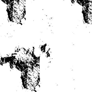 Grunge üst üste biniyor. Soyut siyah-beyaz vektör arkaplanı. Çatlak, leke ve noktalarda kirli desenli tek renkli klasik yüzey. Karanlık korku tarzında eski bir duvar.