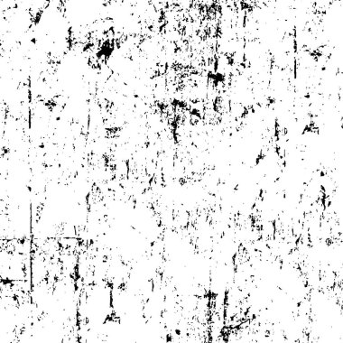 Grunge üst üste biniyor. Soyut siyah-beyaz vektör arkaplanı. Çatlak, leke ve noktalarda kirli desenli tek renkli klasik yüzey. Karanlık korku tarzında eski bir duvar.