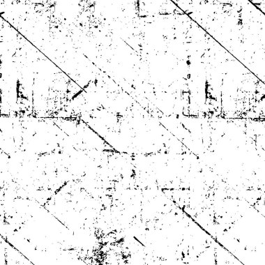 Grunge üst üste biniyor. Soyut siyah-beyaz vektör arkaplanı. Çatlak, leke ve noktalarda kirli desenli tek renkli klasik yüzey. Karanlık korku tarzında eski bir duvar.