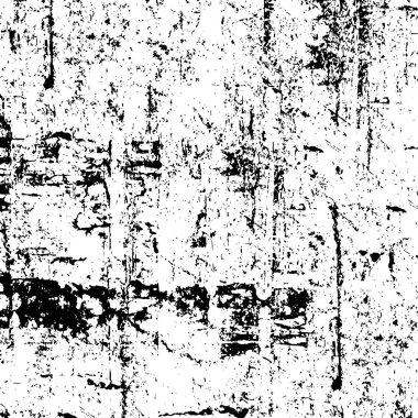Grunge üst üste biniyor. Soyut siyah-beyaz vektör arkaplanı. Çatlak, leke ve noktalarda kirli desenli tek renkli klasik yüzey. Karanlık korku tarzında eski bir duvar.