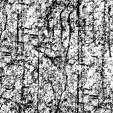 Grunge üst üste biniyor. Soyut siyah-beyaz vektör arkaplanı. Çatlak, leke ve noktalarda kirli desenli tek renkli klasik yüzey. Karanlık korku tarzında eski bir duvar.