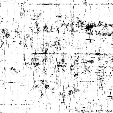 Grunge üst üste biniyor. Soyut siyah-beyaz vektör arkaplanı. Çatlak, leke ve noktalarda kirli desenli tek renkli klasik yüzey. Karanlık korku tarzında eski bir duvar.