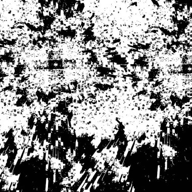 Grunge üst üste biniyor. Soyut siyah-beyaz vektör arkaplanı. Çatlak, leke ve noktalarda kirli desenli tek renkli klasik yüzey. Karanlık korku tarzında eski bir duvar.