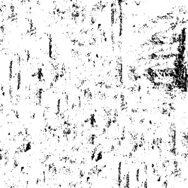 Grunge üst üste biniyor. Soyut siyah-beyaz vektör arkaplanı. Çatlak, leke ve noktalarda kirli desenli tek renkli klasik yüzey. Karanlık korku tarzında eski bir duvar.