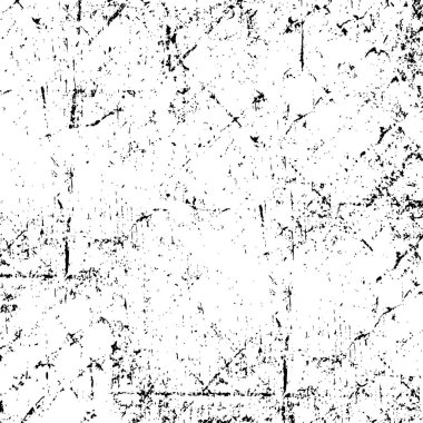 Grunge üst üste biniyor. Soyut siyah-beyaz vektör arkaplanı. Çatlak, leke ve noktalarda kirli desenli tek renkli klasik yüzey. Karanlık korku tarzında eski bir duvar.