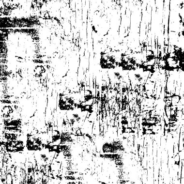 Grunge üst üste biniyor. Soyut siyah-beyaz vektör arkaplanı. Çatlak, leke ve noktalarda kirli desenli tek renkli klasik yüzey. Karanlık korku tarzında eski bir duvar.
