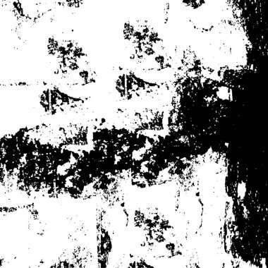 Grunge üst üste biniyor. Soyut siyah-beyaz vektör arkaplanı. Çatlak, leke ve noktalarda kirli desenli tek renkli klasik yüzey. Karanlık korku tarzında eski bir duvar.