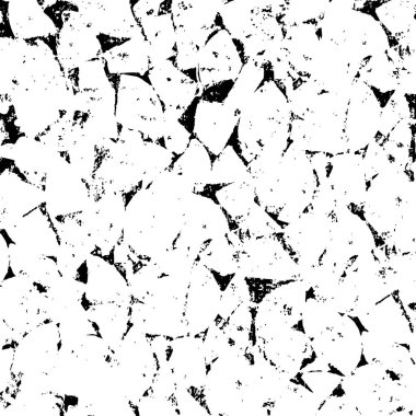 Grunge üst üste biniyor. Soyut siyah-beyaz vektör arkaplanı. Çatlak, leke ve noktalarda kirli desenli tek renkli klasik yüzey. Karanlık korku tarzında eski bir duvar.