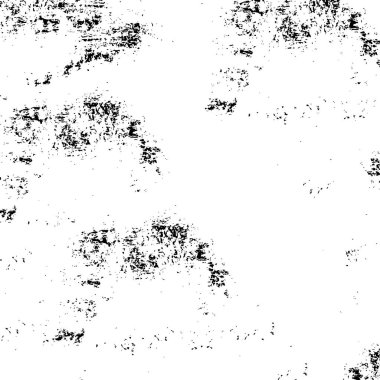 Grunge üst üste biniyor. Soyut siyah-beyaz vektör arkaplanı. Çatlak, leke ve noktalarda kirli desenli tek renkli klasik yüzey. Karanlık korku tarzında eski bir duvar.
