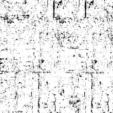 Grunge üst üste biniyor. Soyut siyah-beyaz vektör arkaplanı. Çatlak, leke ve noktalarda kirli desenli tek renkli klasik yüzey. Karanlık korku tarzında eski bir duvar.
