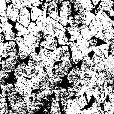 Grunge üst üste biniyor. Soyut siyah-beyaz vektör arkaplanı. Çatlak, leke ve noktalarda kirli desenli tek renkli klasik yüzey. Karanlık korku tarzında eski bir duvar.