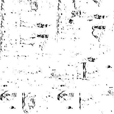 Grunge üst üste biniyor. Soyut siyah-beyaz vektör arkaplanı. Çatlak, leke ve noktalarda kirli desenli tek renkli klasik yüzey. Karanlık korku tarzında eski bir duvar.