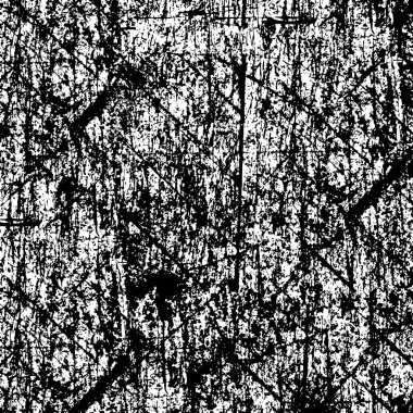 Grunge üst üste biniyor. Soyut siyah-beyaz vektör arkaplanı. Çatlak, leke ve noktalarda kirli desenli tek renkli klasik yüzey. Karanlık korku tarzında eski bir duvar.