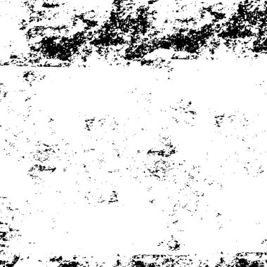 Grunge üst üste biniyor. Soyut siyah-beyaz vektör arkaplanı. Çatlak, leke ve noktalarda kirli desenli tek renkli klasik yüzey. Karanlık korku tarzında eski bir duvar.