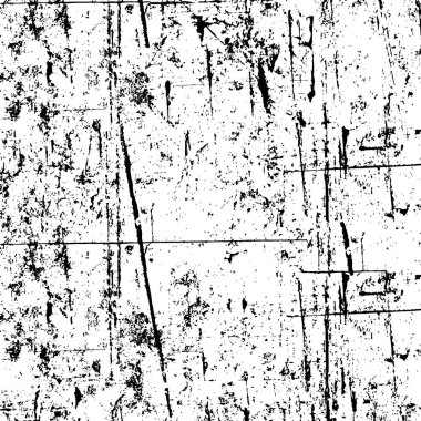 Grunge üst üste biniyor. Soyut siyah-beyaz vektör arkaplanı. Çatlak, leke ve noktalarda kirli desenli tek renkli klasik yüzey. Karanlık korku tarzında eski bir duvar.