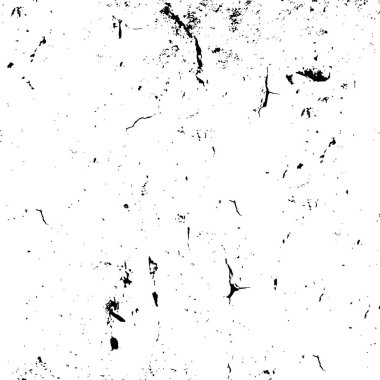 Grunge üst üste biniyor. Soyut siyah-beyaz vektör arkaplanı. Çatlak, leke ve noktalarda kirli desenli tek renkli klasik yüzey. Karanlık korku tarzında eski bir duvar.