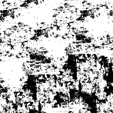 Grunge üst üste biniyor. Soyut siyah-beyaz vektör arkaplanı. Çatlak, leke ve noktalarda kirli desenli tek renkli klasik yüzey. Karanlık korku tarzında eski bir duvar.