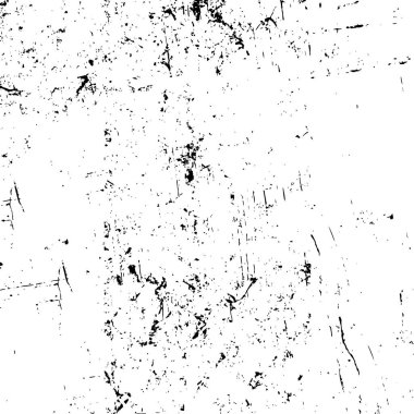 Grunge üst üste biniyor. Soyut siyah-beyaz vektör arkaplanı. Çatlak, leke ve noktalarda kirli desenli tek renkli klasik yüzey. Karanlık korku tarzında eski bir duvar.