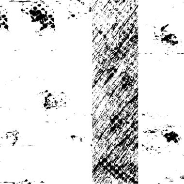 Grunge üst üste biniyor. Soyut siyah-beyaz vektör arkaplanı. Çatlak, leke ve noktalarda kirli desenli tek renkli klasik yüzey. Karanlık korku tarzında eski bir duvar.
