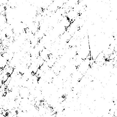 Grunge üst üste biniyor. Soyut siyah-beyaz vektör arkaplanı. Çatlak, leke ve noktalarda kirli desenli tek renkli klasik yüzey. Karanlık korku tarzında eski bir duvar.