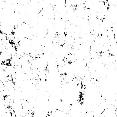 Grunge üst üste biniyor. Soyut siyah-beyaz vektör arkaplanı. Çatlak, leke ve noktalarda kirli desenli tek renkli klasik yüzey. Karanlık korku tarzında eski bir duvar.