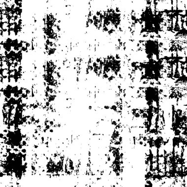 Grunge üst üste biniyor. Soyut siyah-beyaz vektör arkaplanı. Çatlak, leke ve noktalarda kirli desenli tek renkli klasik yüzey. Karanlık korku tarzında eski bir duvar.