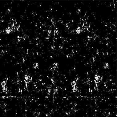 Grunge üst üste biniyor. Soyut siyah-beyaz vektör arkaplanı. Çatlak, leke ve noktalarda kirli desenli tek renkli klasik yüzey. Karanlık korku tarzında eski bir duvar.