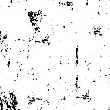 Grunge üst üste biniyor. Soyut siyah-beyaz vektör arkaplanı. Çatlak, leke ve noktalarda kirli desenli tek renkli klasik yüzey. Karanlık korku tarzında eski bir duvar.