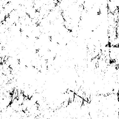 Grunge üst üste biniyor. Soyut siyah-beyaz vektör arkaplanı. Çatlak, leke ve noktalarda kirli desenli tek renkli klasik yüzey. Karanlık korku tarzında eski bir duvar.