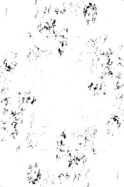 Grunge üst üste biniyor. Soyut siyah-beyaz vektör arkaplanı. Çatlak, leke ve noktalarda kirli desenli tek renkli klasik yüzey. Karanlık korku tarzında eski bir duvar.