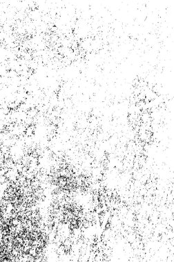 Grunge üst üste biniyor. Soyut siyah-beyaz vektör arkaplanı. Çatlak, leke ve noktalarda kirli desenli tek renkli klasik yüzey. Karanlık korku tarzında eski bir duvar.