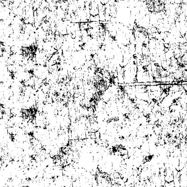 Grunge üst üste biniyor. Soyut siyah-beyaz vektör arkaplanı. Çatlak, leke ve noktalarda kirli desenli tek renkli klasik yüzey. Karanlık korku tarzında eski bir duvar.