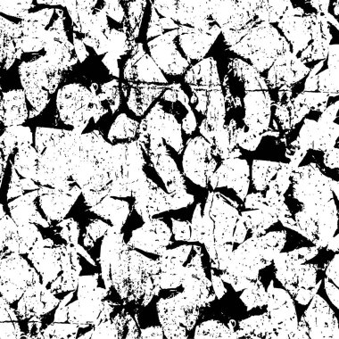 Grunge üst üste biniyor. Soyut siyah-beyaz vektör arkaplanı. Çatlak, leke ve noktalarda kirli desenli tek renkli klasik yüzey. Karanlık korku tarzında eski bir duvar.
