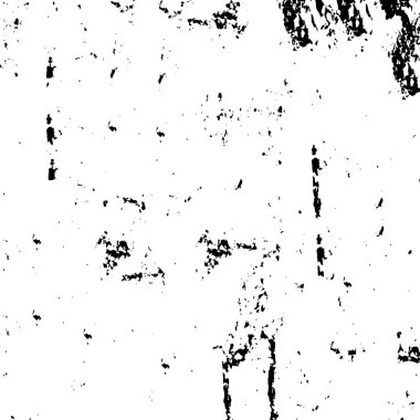 Grunge üst üste biniyor. Soyut siyah-beyaz vektör arkaplanı. Çatlak, leke ve noktalarda kirli desenli tek renkli klasik yüzey. Karanlık korku tarzında eski bir duvar.