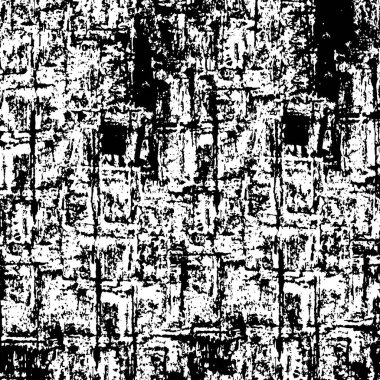 Grunge üst üste biniyor. Soyut siyah-beyaz vektör arkaplanı. Çatlak, leke ve noktalarda kirli desenli tek renkli klasik yüzey. Karanlık korku tarzında eski bir duvar.