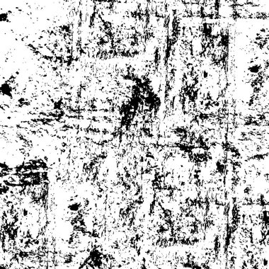 Grunge üst üste biniyor. Soyut siyah-beyaz vektör arkaplanı. Çatlak, leke ve noktalarda kirli desenli tek renkli klasik yüzey. Karanlık korku tarzında eski bir duvar.