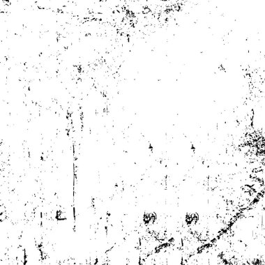 Grunge üst üste biniyor. Soyut siyah-beyaz vektör arkaplanı. Çatlak, leke ve noktalarda kirli desenli tek renkli klasik yüzey. Karanlık korku tarzında eski bir duvar.