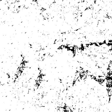 Grunge üst üste biniyor. Soyut siyah-beyaz vektör arkaplanı. Çatlak, leke ve noktalarda kirli desenli tek renkli klasik yüzey. Karanlık korku tarzında eski bir duvar.