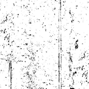 Grunge üst üste biniyor. Soyut siyah-beyaz vektör arkaplanı. Çatlak, leke ve noktalarda kirli desenli tek renkli klasik yüzey. Karanlık korku tarzında eski bir duvar.