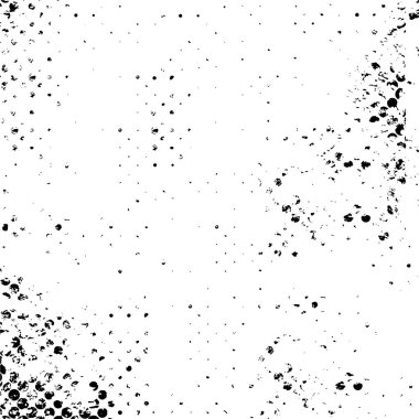 Grunge üst üste biniyor. Soyut siyah-beyaz vektör arkaplanı. Çatlak, leke ve noktalarda kirli desenli tek renkli klasik yüzey. Karanlık korku tarzında eski bir duvar.